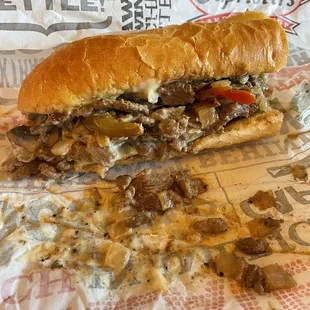 Classic cheesesteak with sweet peppers