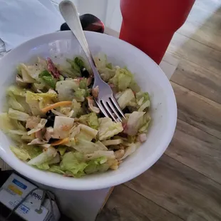 CAP'S Chopped salad with extra meat.