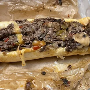 18 inch Wagyu Cheesesteak Sub Extra steak and veggies