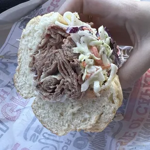 pulled pork sandwich with coleslaw