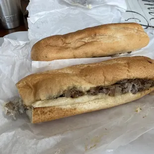 Large (18") Classic cheesesteak w/ mushrooms and onions, no hot/sweet peppers