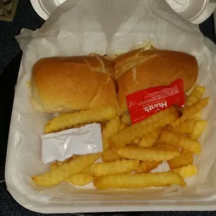 Sandwich was hot, fresh, and the size of a ketchup packet. Take out a loan and order two for a full meal!