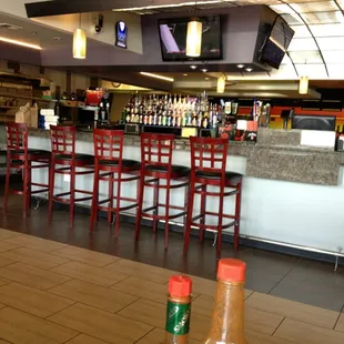 the bar and chairs