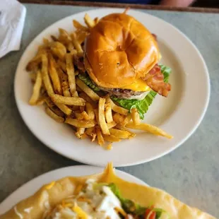The big  burger! Bacon, Onion rings,  and quality beef.
