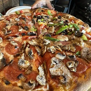 Half Combo, Half Pepperoni and Mushrooms