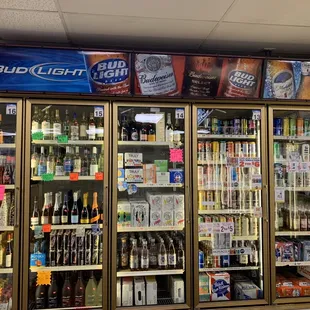 a display of beer bottles