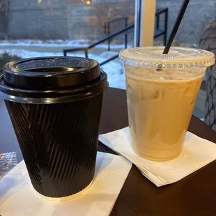 A mocha and an ice latte.  Reasonably priced and made well.