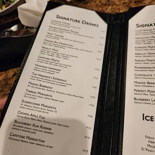 Drink menu