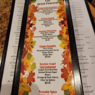 Fall Drink Menu