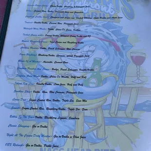 Drink menu