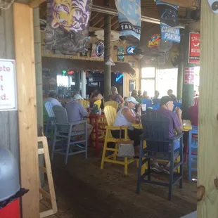 Many beers on tap and TV for sports right on the beach