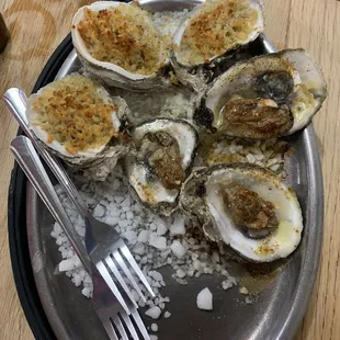 Baked oysters. Yum!