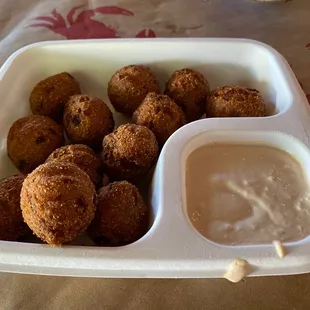 a tray of fried food