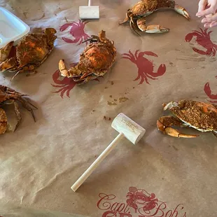 crabs on a table