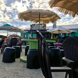 umbrellas and chairs on the beach