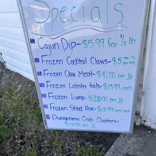 Price board as of 4/4/23