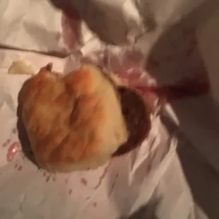 Delicious sausage biscuit, great prefishing breakfast!