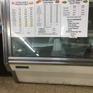 a menu for the restaurant