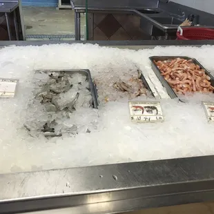 a variety of seafood on ice