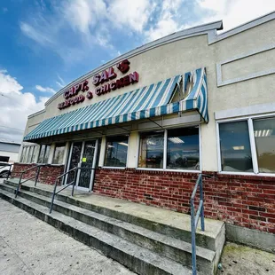 the front of the restaurant