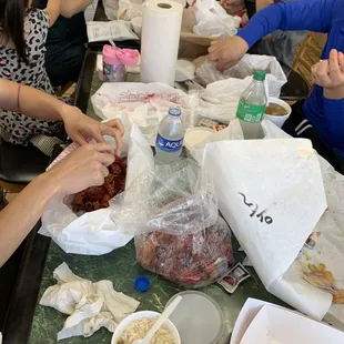 a group of people sitting at a table