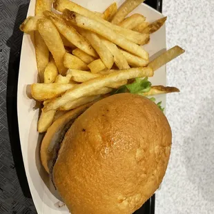 Hamburger and fries
