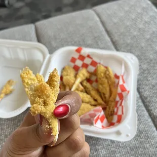 Hardly any meat on these crab claws. Basically just cornmeal fried.