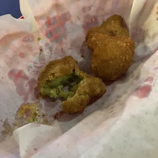 What was left of our broccoli app. Not healthy but really really good. Tasted like broccoli and cheese soup :)