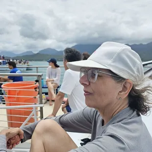 Cathy enjoying the views during our Snorkeling trip.