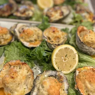 Grilled oysters - Crab Parmesan style.