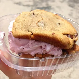 Black cherry icecream with chocolate chip cookies