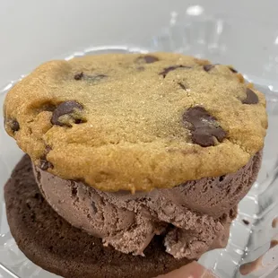 Chocolate Chip Cookie with Double Chocolate Chip Cookie chocolate Ice Cream Sandwich