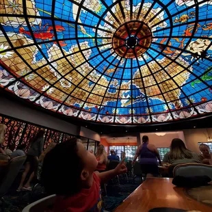 Cool stained glass window in one of the rooms. Kept kids entertained