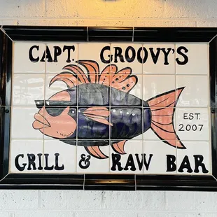 Sign on outdoor patio area