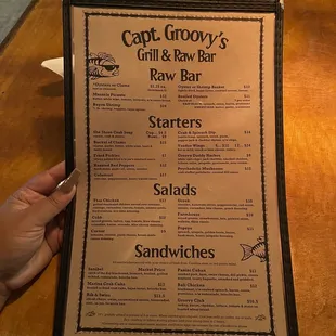 Front side of menu