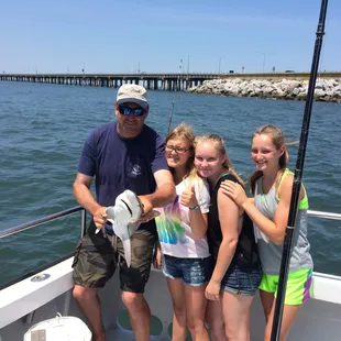 Thanks for a great day of fishing.  The Blues were fun, but the girls really loved the two sharks we caught.  A+++.