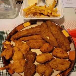 Plated. Seafood Platter B. A lot of delicious food for$15.99.