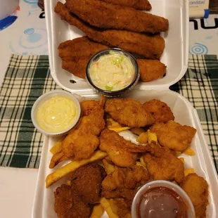 Seafood Platter B. A lot of delicious food for$15.99.