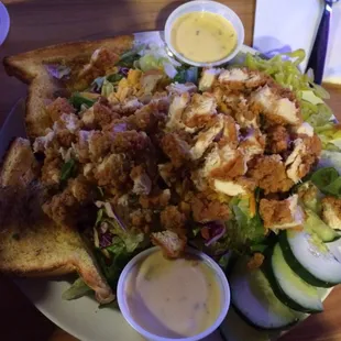 Breaded chicken salad. With honey mustard. Yummy