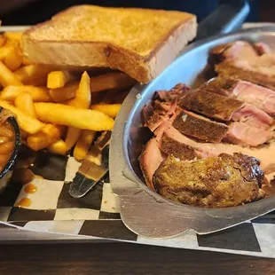 Sliced pork platter