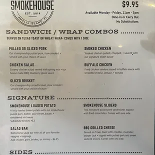 Menu and food photos.