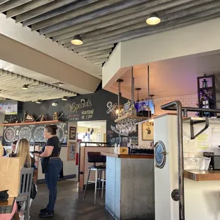 Nice bar on the inside with our lovely waitress