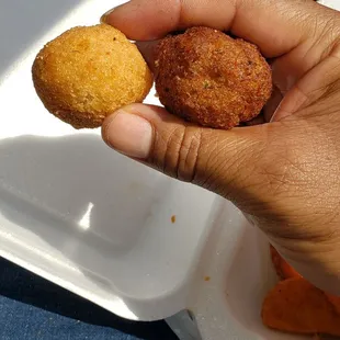 Crab balls and hush puppies same size
