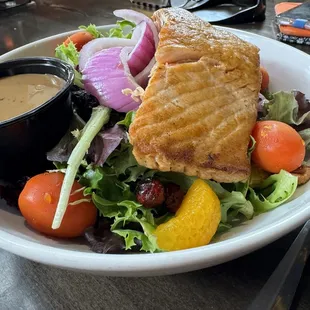 This salad is big--Michigan salad with 8 oz salmon added