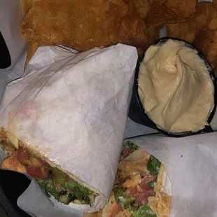 Chicken Shawarma with a side of Hummus extra garlic