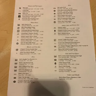 Many beers to choose from