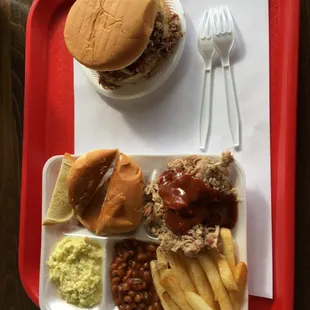 Pork dinner plate and jumbo pork sandwich