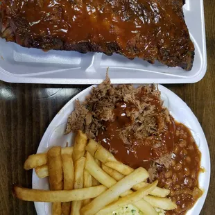 Bbq beef dinner 1/2 slab of ribs. Yummm