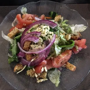 Dinner salad with Greek dressing