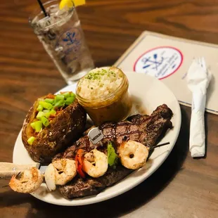 12oz Ribeye w/ Shrimp Skewer &amp; Side of Etouffee